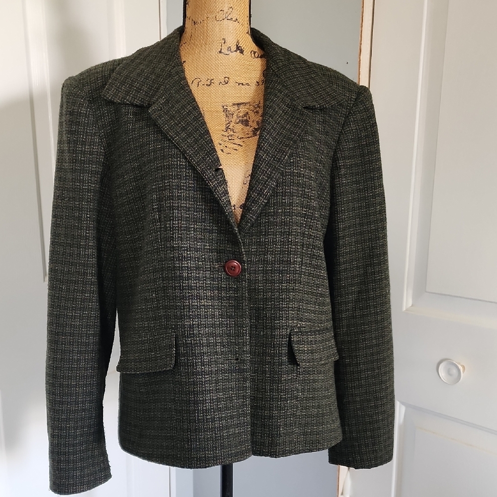 Norton McNaughton Green and Black Blazer Tailored Professional